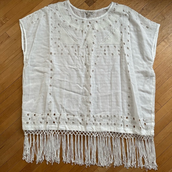 NWOT Lucky Brand Embroidered Eyelet Fringe Top - Picture 7 of 10